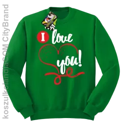 I LOVE YOU - RETRO - Bluza STANDARD - Zielony