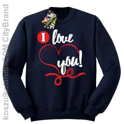 I LOVE YOU - RETRO - Bluza STANDARD - Granatowy