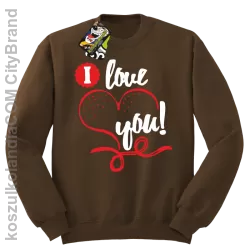 I LOVE YOU - RETRO - Bluza STANDARD - Brązowy