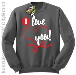 I LOVE YOU - RETRO - Bluza STANDARD - Szary