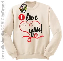 I LOVE YOU - RETRO - Bluza STANDARD - Beżowy