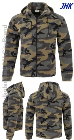 Bluza polarowa męska Moro Camouflage FLRA 340 BUS HOOD JHK - 9 rozmiarów z kapturem