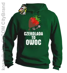 Czekolada to owoc - Bluza z kapturem zielona 