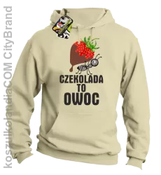 Czekolada to owoc - Bluza z kapturem beżowa 