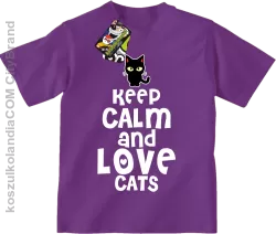 Keep calm and Love Cats Czarny Kot Filuś - Koszulka dziecięca fiolet 