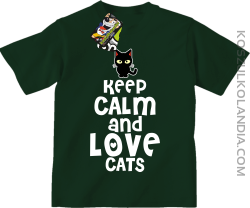 Keep calm and Love Cats Czarny Kot Filuś - Koszulka dziecięca butelkowa 