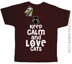 Keep calm and Love Cats Czarny Kot Filuś - Koszulka dziecięca brąz 