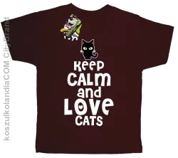 Keep calm and Love Cats Czarny Kot Filuś - Koszulka dziecięca brąz 