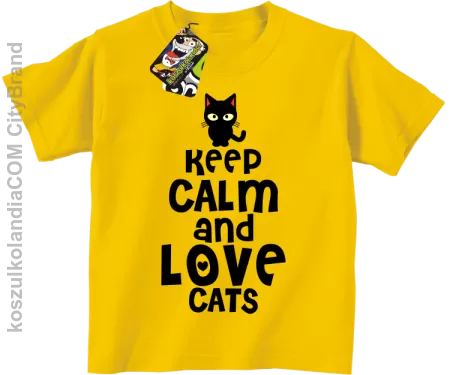 Keep calm and Love Cats Czarny Kot Filuś - Koszulka dziecięca 