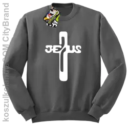 JEZUS w Krzyżu Symbol Vector - Bluza STANDARD - Szary