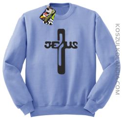 JEZUS w Krzyżu Symbol Vector - Bluza STANDARD - Błękitny