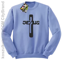 JEZUS w Krzyżu Symbol Vector - Bluza STANDARD - Błękitny