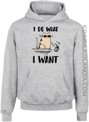 I do what I want Cat with glasses - bluza dziecięca z kapturem melanż 