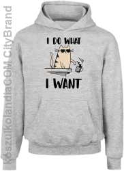 I do what I want Cat with glasses - bluza dziecięca z kapturem melanż 