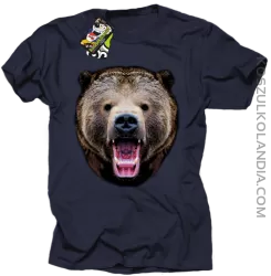 Miś Grizzly Real Foto - Koszulka Męska - Granatowy