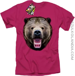 Miś Grizzly Real Foto - Koszulka Męska - Fuksja Róż