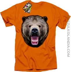 Miś Grizzly Real Foto - Koszulka Męska - Pomarańczowy