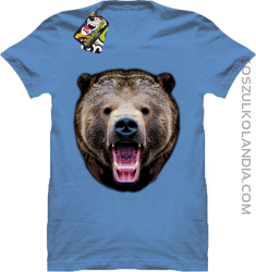 Miś Grizzly Real Foto - Koszulka Męska - Błękitny