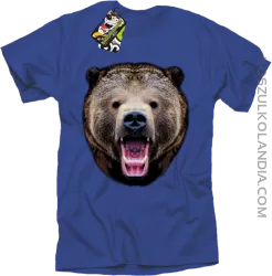 Miś Grizzly Real Foto - Koszulka Męska - Niebieski