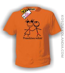 Prawdziwa miłość - koszulka męska pomarańczowa