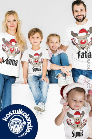 Koszulki Świąteczne Mikołajkowe dla 4 osobowej rodziny ZESTAW 4 sztuk 