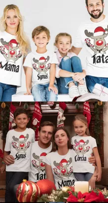 Koszulki Świąteczne Mikołajkowe dla 4 osobowej rodziny ZESTAW 4 sztuk