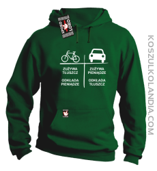 Auto-Rower Zużywa tłuszcz odkłada pieniądze- Bluza męska z kapturem zielona 