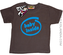 Baby inside - zabawna koszulka dziecięca - brązowy