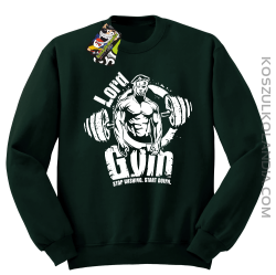 LORD Gym Stop wishing Start Doing - Bluza męska standard bez kaptura butelkowa 