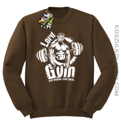 LORD Gym Stop wishing Start Doing - Bluza męska standard bez kaptura brąz 