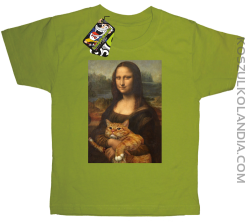 Mona Lisa z kotem - Koszulka dziecięca kiwi 