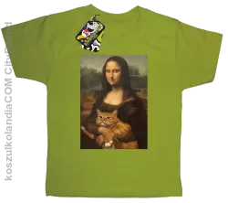 Mona Lisa z kotem - Koszulka dziecięca kiwi 