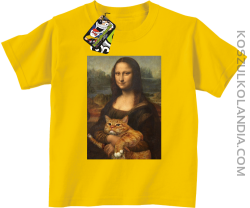 Mona Lisa z kotem - Koszulka dziecięca żółta 