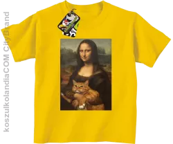 Mona Lisa z kotem - Koszulka dziecięca żółta 