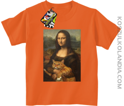 Mona Lisa z kotem - Koszulka dziecięca pomarańczowa 