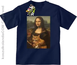 Mona Lisa z kotem - Koszulka dziecięca granatowa 