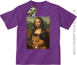 Mona Lisa z kotem - Koszulka dziecięca fioletowa 
