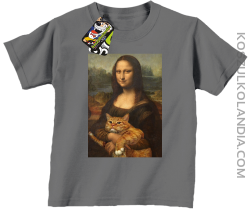 Mona Lisa z kotem - Koszulka dziecięca szara