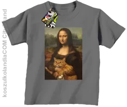 Mona Lisa z kotem - Koszulka dziecięca szara