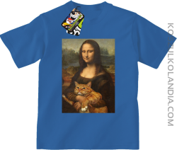 Mona Lisa z kotem - Koszulka dziecięca niebieska 