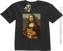 Mona Lisa z kotem - Koszulka dziecięca czarna 