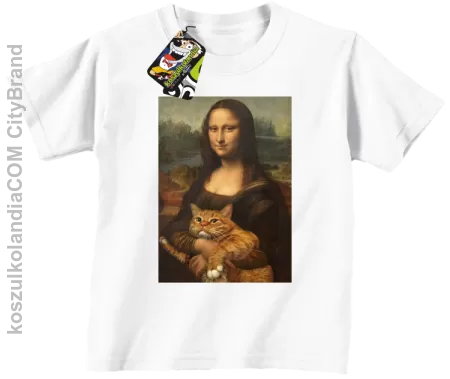 Mona Lisa z kotem - Koszulka dziecięca