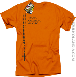 RÓŻANIEC Wiara Nadzieja Miłość - Koszulka męska pomarańcz 