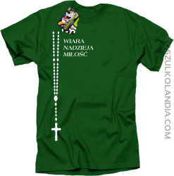 RÓŻANIEC Wiara Nadzieja Miłość - Koszulka męska zielona 