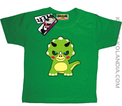 Zezłoszczony Triceratoperek - koszulka dziecięca - zielony