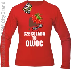 Czekolada to owoc -  Longsleeve męski czerwony 