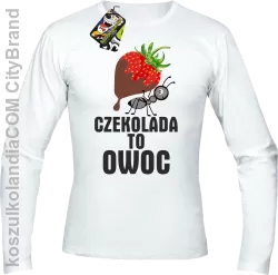 Czekolada to owoc -  Longsleeve męski biała 