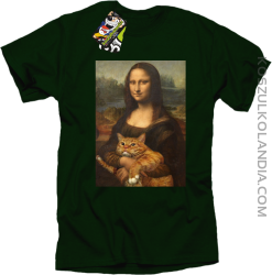 Mona Lisa z kotem - koszulka męska butelkowa 