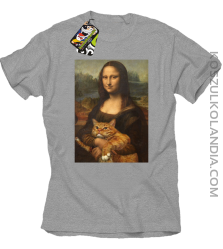 Mona Lisa z kotem - koszulka męska melanż 