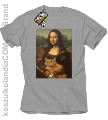 Mona Lisa z kotem - koszulka męska melanż 